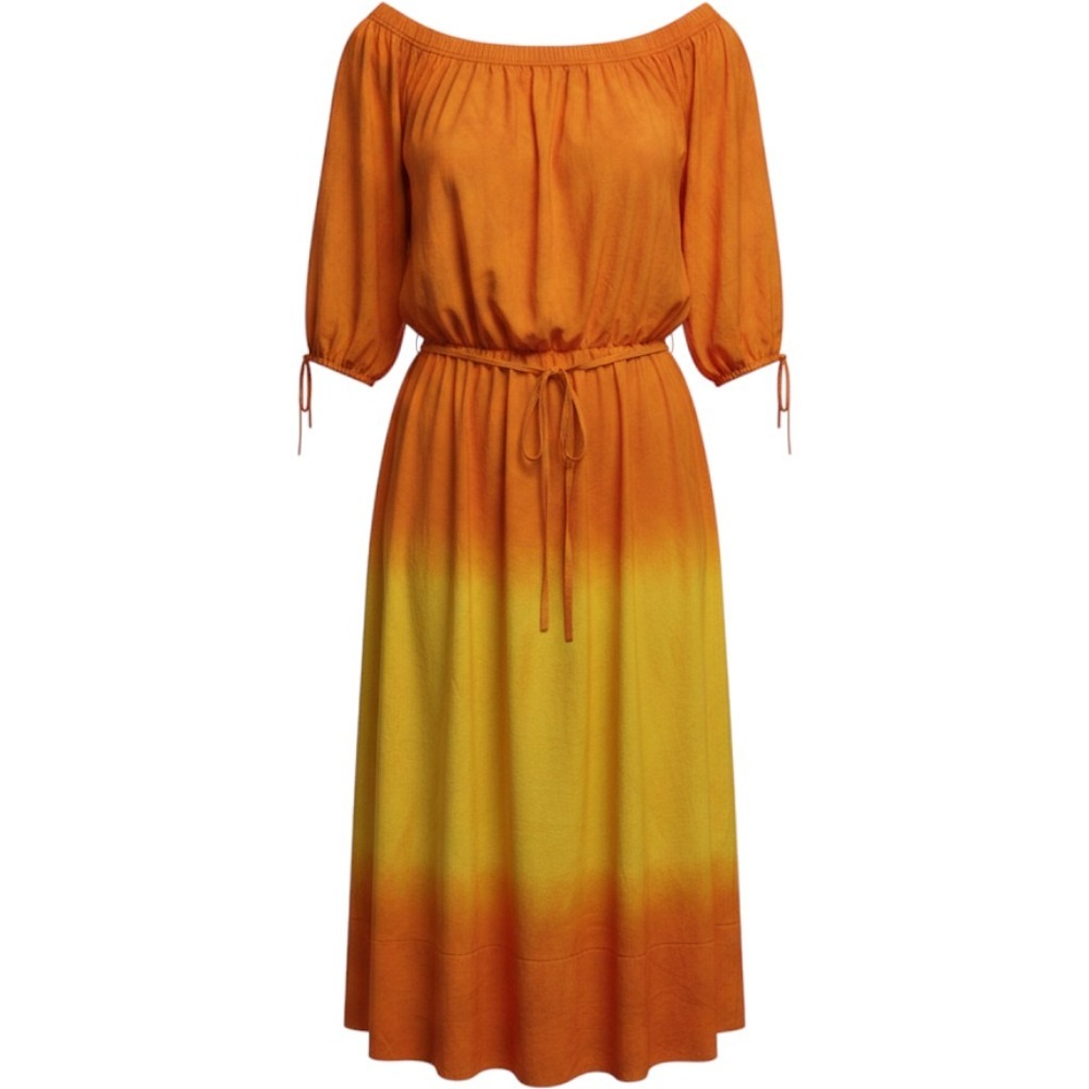 Linea Donatella  XL (16-18) Summer Boho Orange Yellow Hippie Pockets Dress